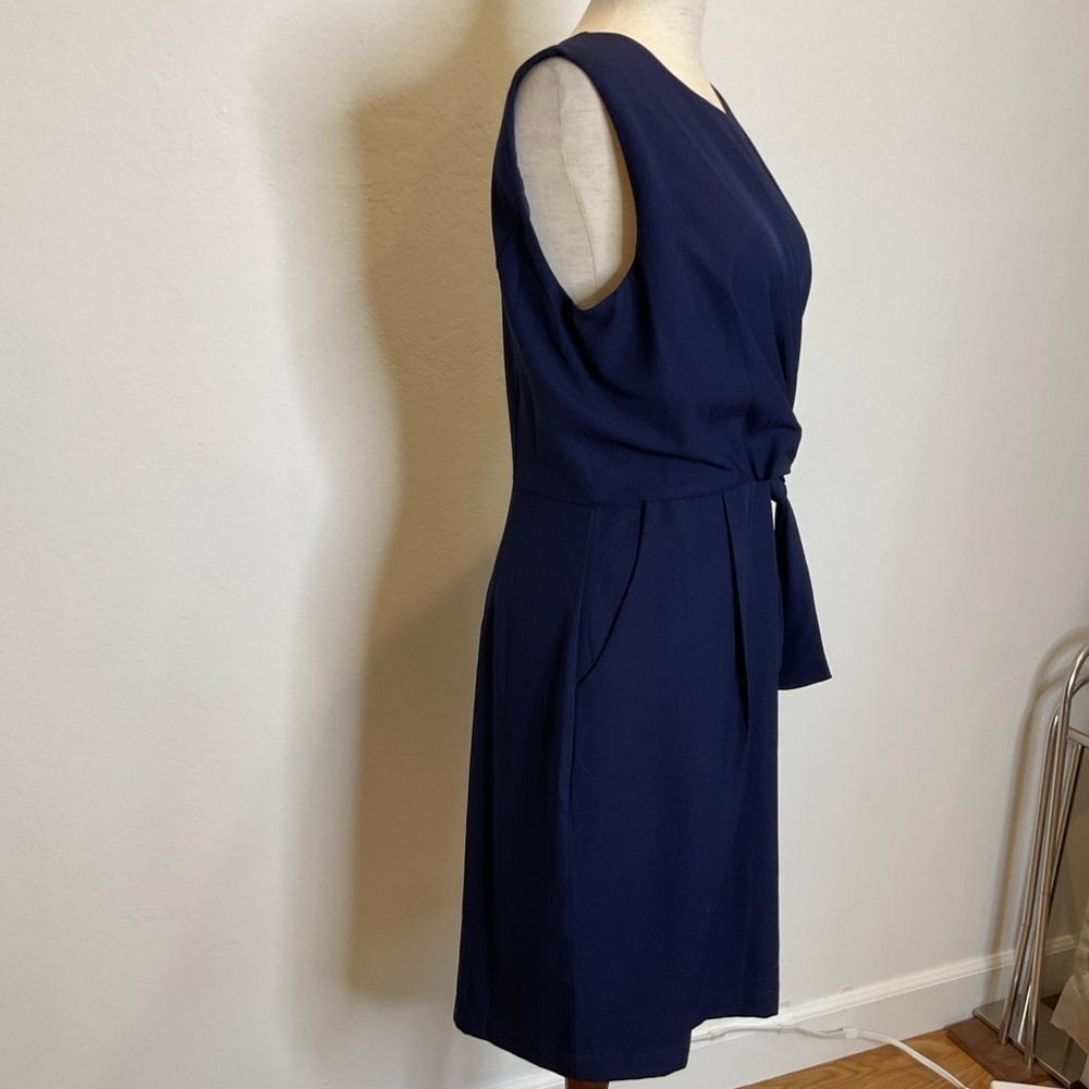 NWT Lulus Zealous Love Navy Tie Front Dress Sleeveless with Pockets Navy Large - Picture 5 of 13